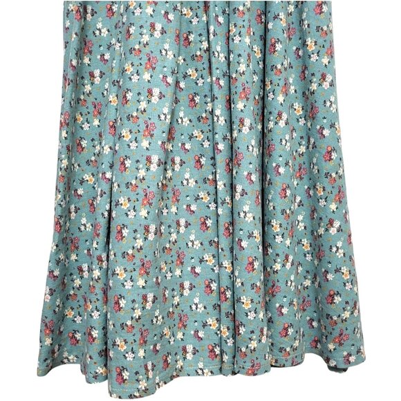 Xiaolizi Floral Linen Maxi Dress Duck Egg Blue Cap Sleeve - Picture 11 of 12
